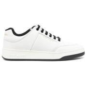 Zwart & Witte Leren Sneakers Saint Laurent , White , Dames