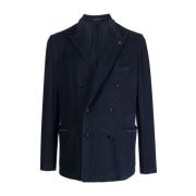 Navy Blue Dubbelrij Blazer Tagliatore , Blue , Heren