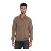 Luxe Polo Shirt met Lange Mouwen Kiton , Brown , Heren