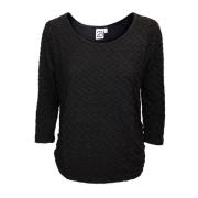 Gestructureerde Blouse voor Dagelijks Gebruik 2-Biz , Black , Dames