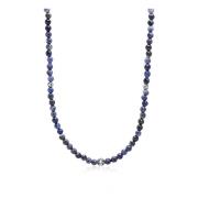 Beaded Necklace with Faceted Dumortierite and Silver Nialaya , Blue , ...