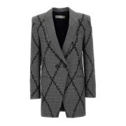 Grijze Wollen Blazer met Kettingpatroon Philosophy di Lorenzo Serafini...