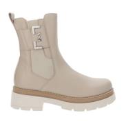 Leren Dames Enkellaarzen Nerogiardini , Beige , Dames