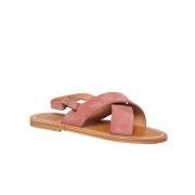 Bruine Suède Platte Sandalen K.jacques , Pink , Dames