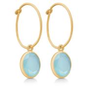 14K Vergulde Aqua Chalcedon Creool Oorbellen Frk. Lisberg , Yellow , D...