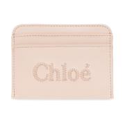 Kaarthouder met logo Chloé , Beige , Dames