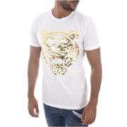 T -shirt stretch printé tigre 1457 Goldenim paris , White , Heren