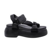 Sandalen met tule banden en wigzolen AGL , Black , Dames