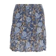 Donkerblauwe Ornament Print Rok Part Two , Multicolor , Dames