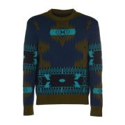 Luxe Wol Ronde Hals Pullover Alanui , Blue , Heren