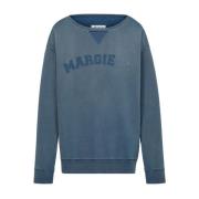 Blauwe Katoenen Sweatshirt met Geborduurd Logo Maison Margiela , Blue ...