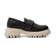 Chunky Leren Loafer - Zwart Contrast Shoe the Bear , Black , Dames