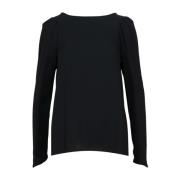 Zwarte Viscose Shirt met Geplooide Details N21 , Black , Dames