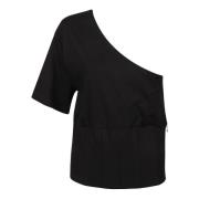 ONE Shoulder T-Shirt Federica Tosi , Black , Dames