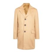 Kasjmier Buiten Peacoat met Subtiel Keperpatroon Kiton , Beige , Heren