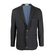 Grijze Single-Breasted Wol Blazer Boglioli , Gray , Heren