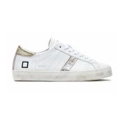 Witte Sneakers met Leren Tong en Zilveren Gelamineerd Detail D.a.t.e. ...
