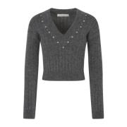 V-neck Knitwear Alessandra Rich , Gray , Dames