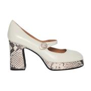 Bianco Leren Pumps Roberto Festa , White , Dames