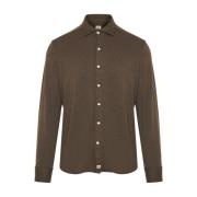 Italiaanse Katoen/Lyocell Shirt Sonrisa , Brown , Heren