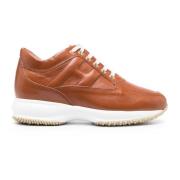 Bruine Leren Interactieve Sneakers Hogan , Brown , Dames