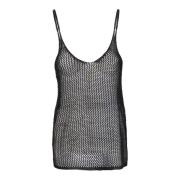 Zwarte tanktop met metallic draad Dodo BAR OR , Black , Dames