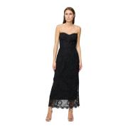 Zwarte kanten midi-jurk met bustier Sabina Musayev , Black , Dames