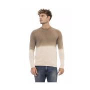 Beige Alpaca Leren Trui Alpha Studio , Beige , Heren