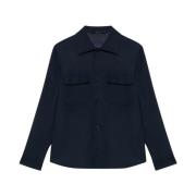 Marineblauwe Wolmix Overshirt Jas Brooks Brothers , Blue , Heren