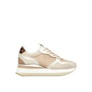 Nude Patchwork Sneaker Elevate Style Crime London , Beige , Dames