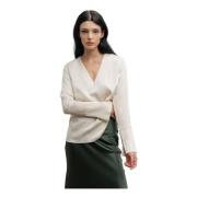 Kelly v-neck silk blouse cream Ahlvar Gallery , Beige , Dames