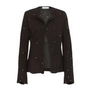 Patchwork Leren Jas met Trompetmouwen Chloé , Black , Dames