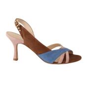 Multicolor Suede Leather Slingback Heels Sandals Shoes Gia Borghini , ...