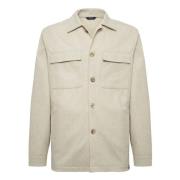 Link Overhemd Jas in Wol Jersey Boggi Milano , Beige , Heren