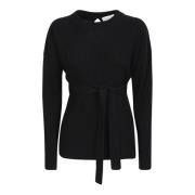 Geribbelde pullover met open rug Fabiana Filippi , Black , Dames