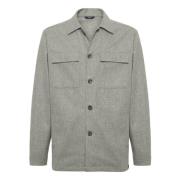 Link Shirt Jacket in Wol Jersey Boggi Milano , Gray , Heren