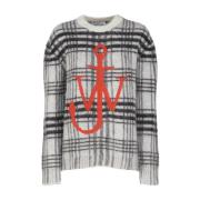 Witte Sweaters met Logo Borduursel JW Anderson , White , Dames