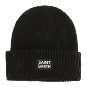 Zwarte heren beanie met geborduurd logo MC2 Saint Barth , Black , Here...