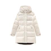 Warme Witte Parka met Verstelbare Pasvorm Woolrich , White , Dames