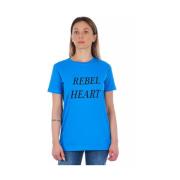 Lichtblauw Katoenen T-Shirt met Print Frankie Morello , Blue , Dames