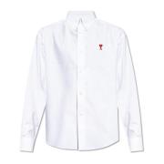 Shirt met logo Ami Paris , White , Heren