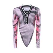 Roze en zwarte bodysuit met ruitpatroon Y/Project , Pink , Dames