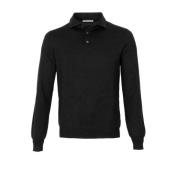 Merinowollen Polo Trui Gran Sasso , Black , Heren