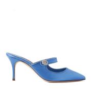 Jewel Mules met kristallen sluiting Manolo Blahnik , Blue , Dames