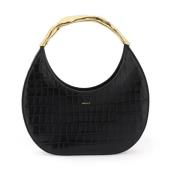 Barok Croco-Geëmboste Leren Hobo Tas Bally , Black , Dames