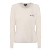 Fijngebreide trui met geborduurd logo A.p.c. , White , Dames