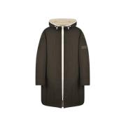 Omkeerbare Khaki Parka - Technische Stof Yves Salomon , Green , Dames