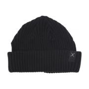 Coole Gebreide Fisherman Beanie met Logo Clean Cut , Black , Heren