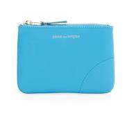 Kleurblok Leren Pouch met Ritssluiting Comme des Garçons , Blue , Here...