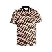 Polo met Korte Mouwen en Monogram Patronen Lanvin , Brown , Heren